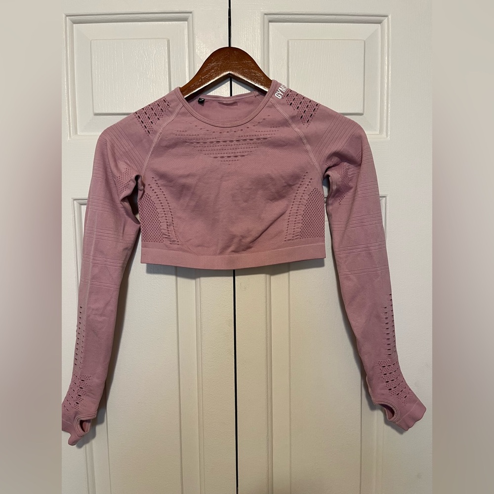 Gymshark pink Long Sleeve Crop Top S/M
